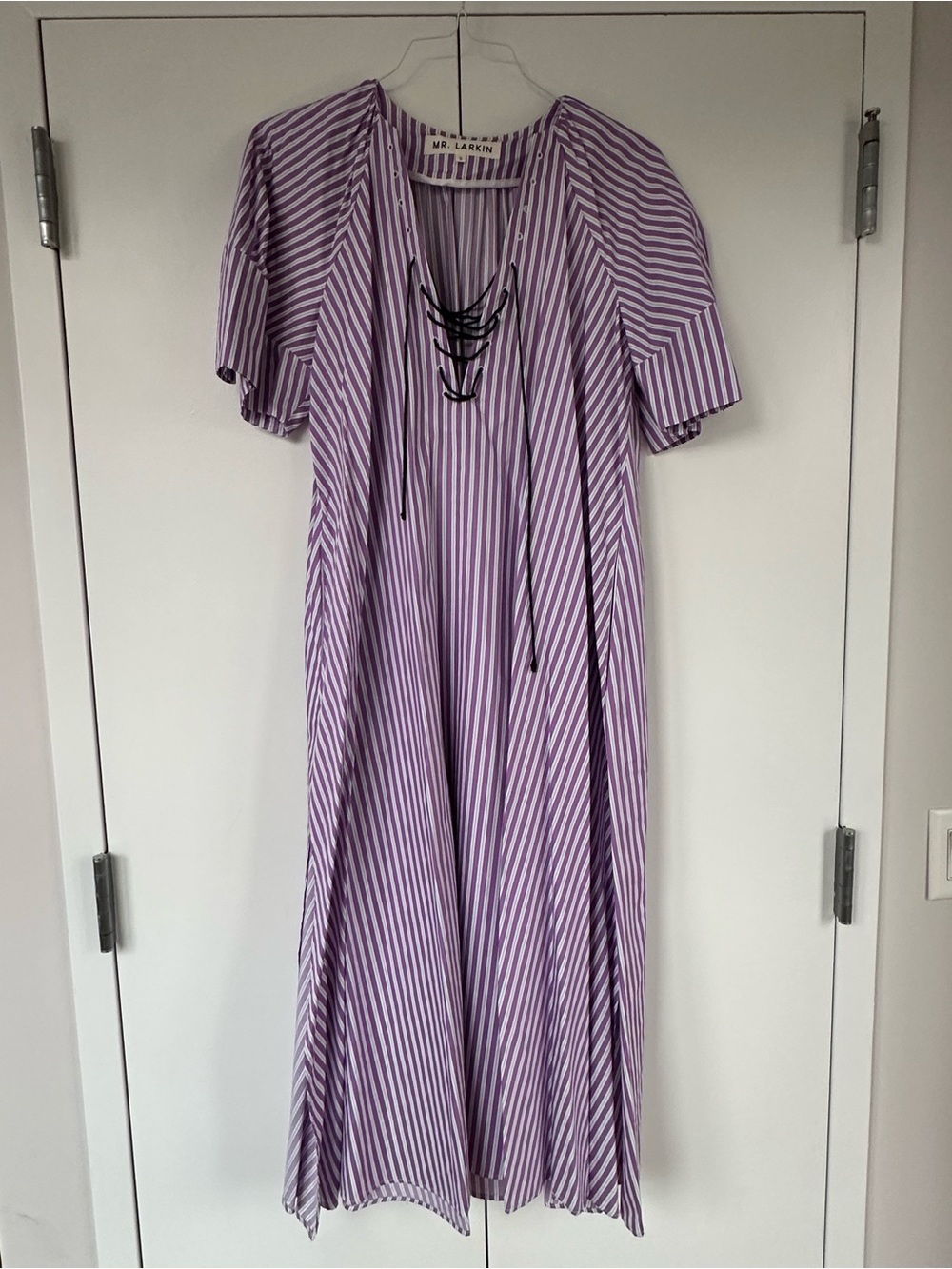 Mr Larkin Lavender Striped Lace-Up Maya Dress